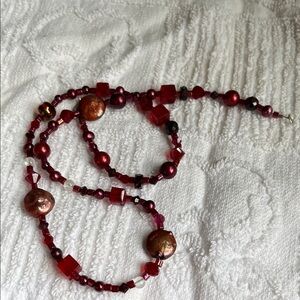 January Birthstone Garnet Necklace – Pearls, Garnet, Swarovski & Czech Glass